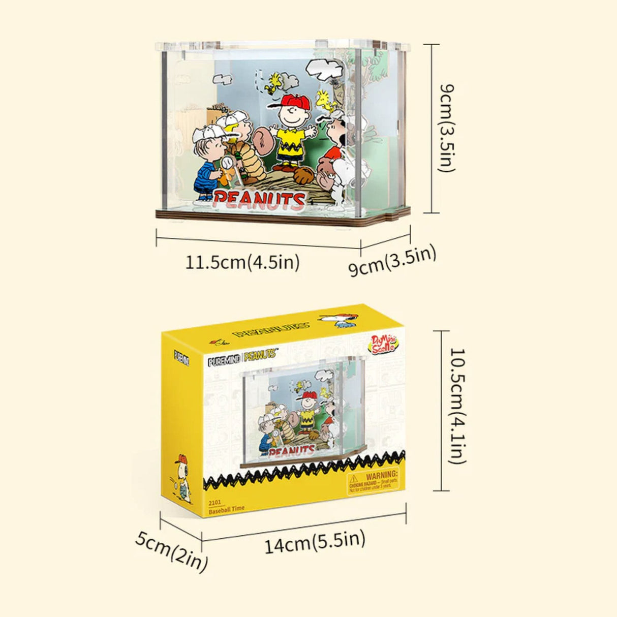 Puremind - Casa Miniatura Snoopy Baseball Time Wooden Mini Scene