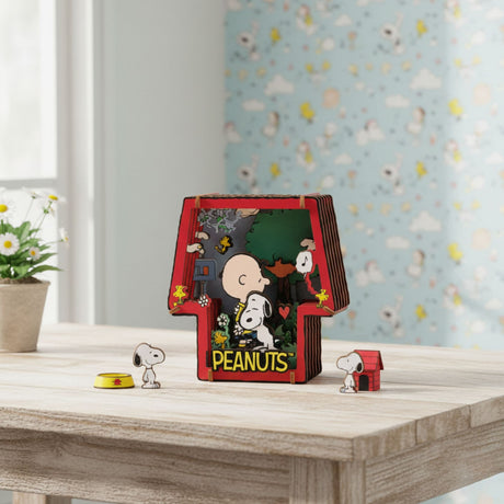 Puremind - Casa Miniatura Snoopy Healing Hug Wooden Theater