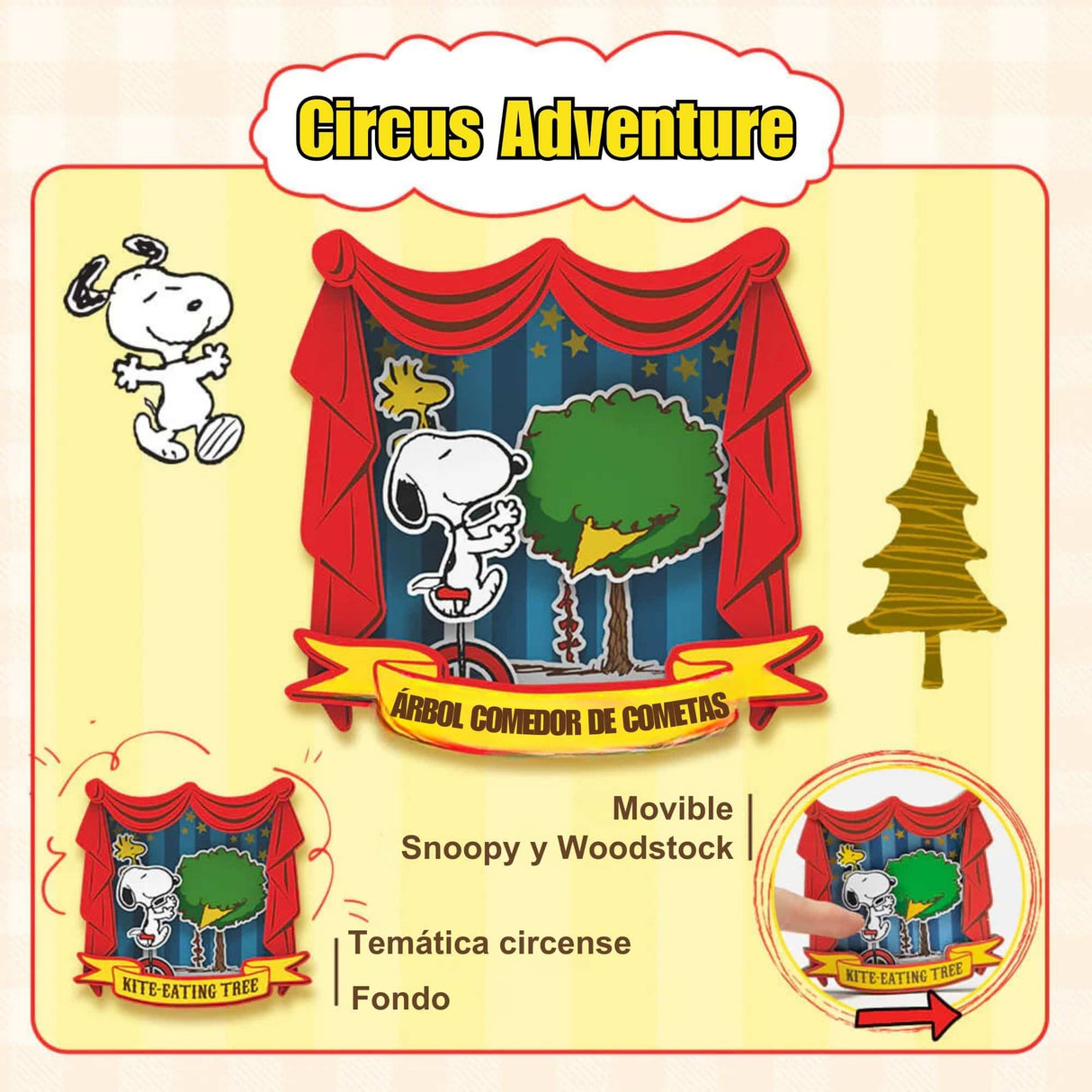 Puremind - Imán Snoopy Circus Adventure Wooden Magnet