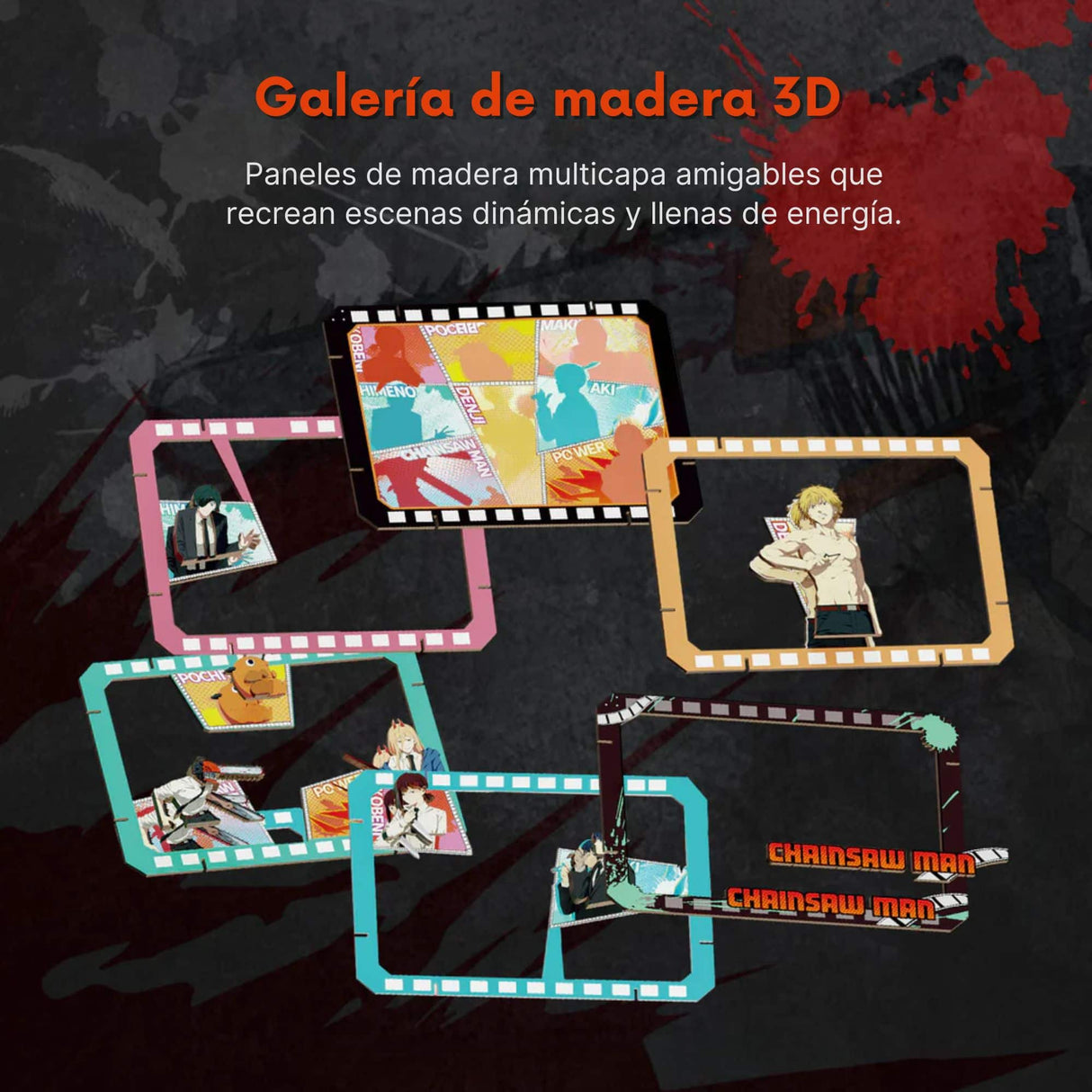 Puremind - Puzzle 3D Chainsaw Man Wooden Gallery Characters United