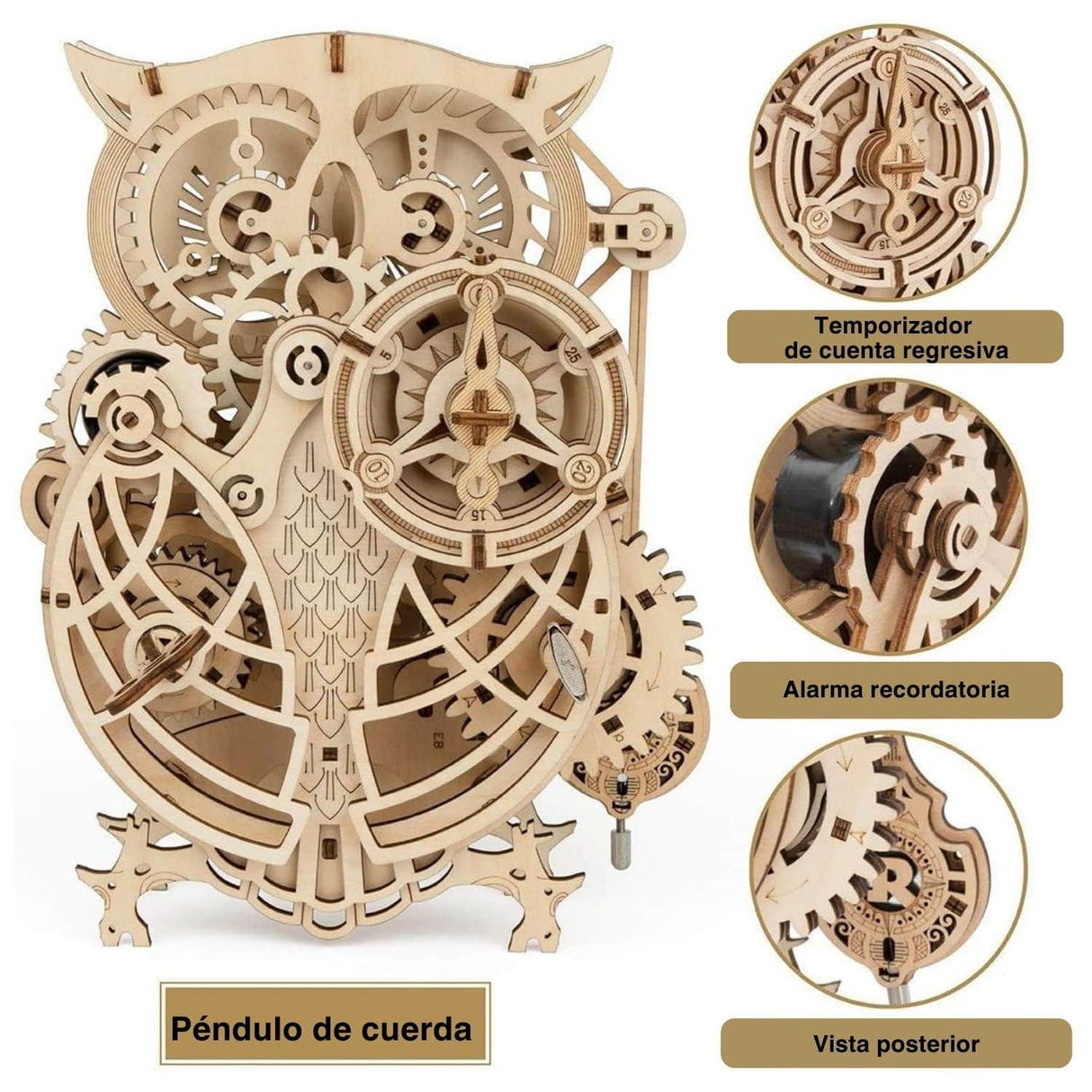 Rokr Mechanical Gears - Puzzle 3D Owl Clock Reloj Búho