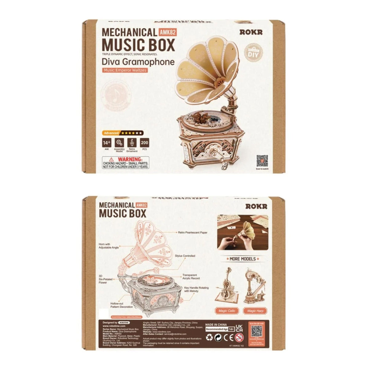Rokr Mechanical Music Box - Puzzle 3D Diva Gramophone