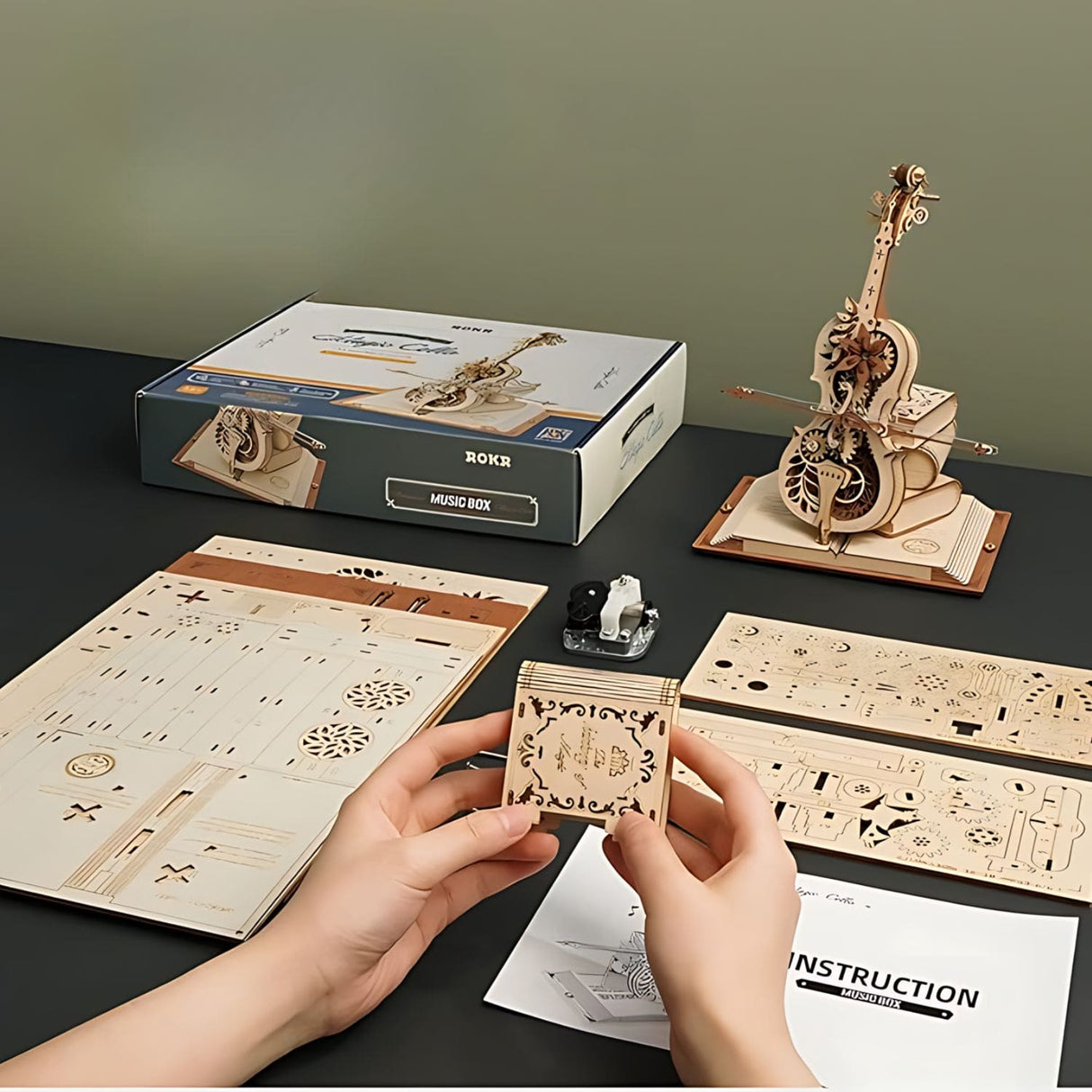 Rokr Mechanical Music Box - Puzzle 3D Magic Cello