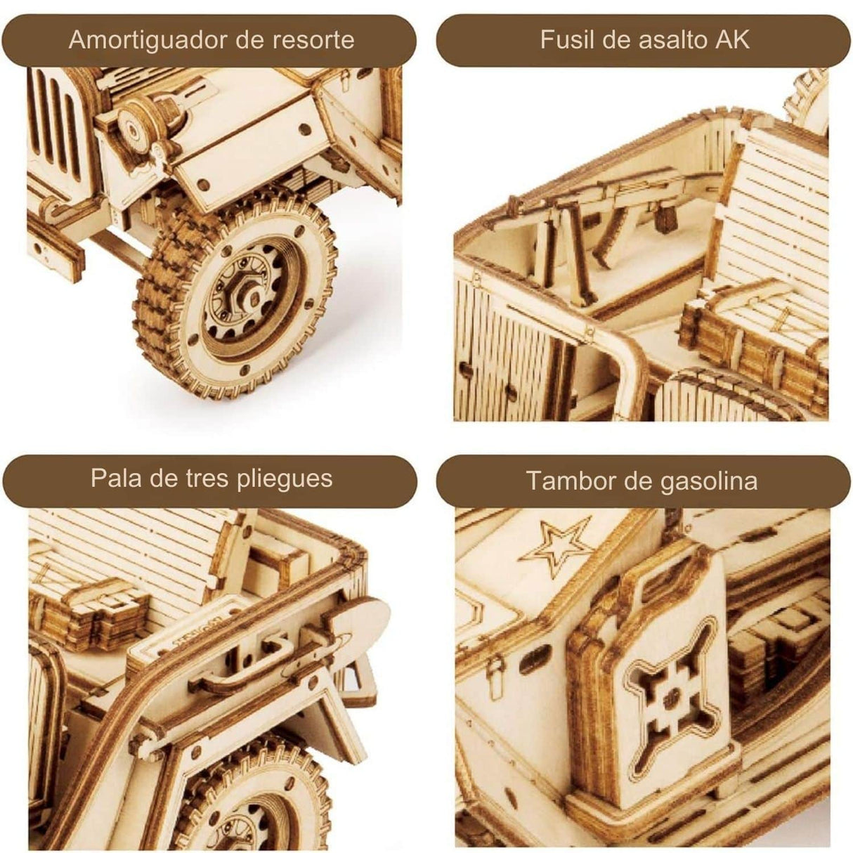 Rokr Scale Model Vehicle - Puzzle 3D Jeep Militar Army Field Car