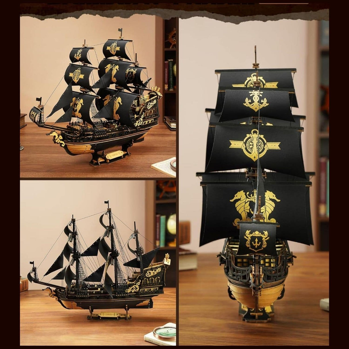 Rokr Scale Model Vehicle - Puzzle 3D Barco Pirata Seahorse Barque