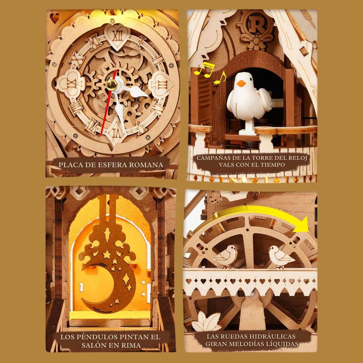 Rokr Time Art - Puzzle 3D Cuckoo Clock Reloj Cucú Color Madera