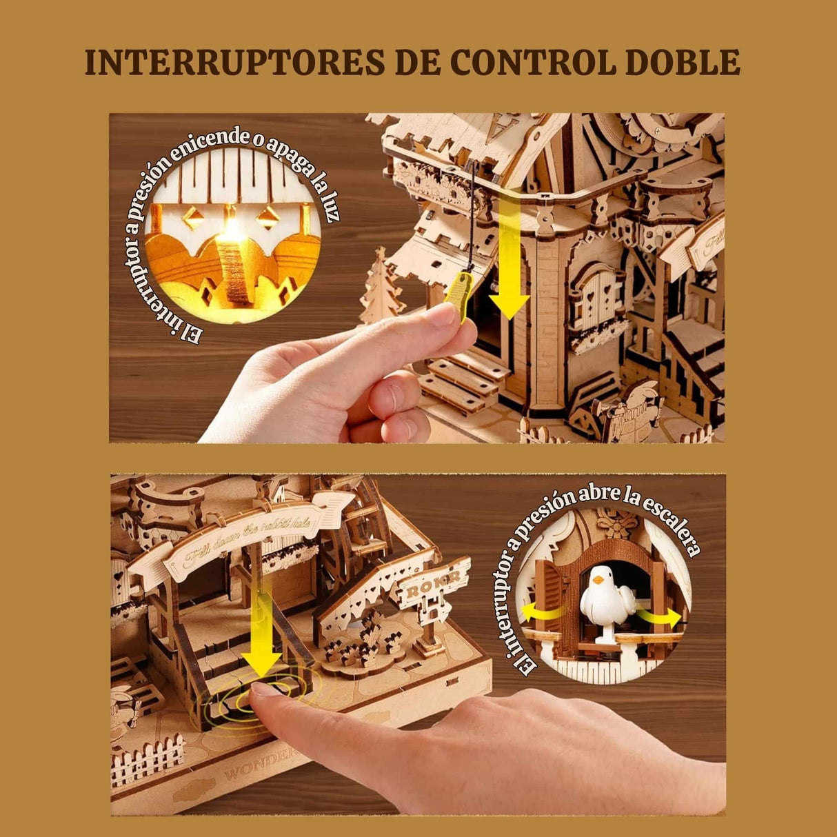 Rokr Time Art - Puzzle 3D Cuckoo Clock Reloj Cucú Color Madera