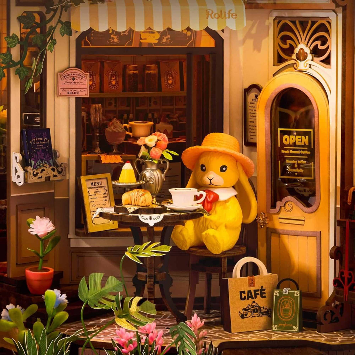 Rolife Booknook & Wonderland - Separador de Libros Holiday Café