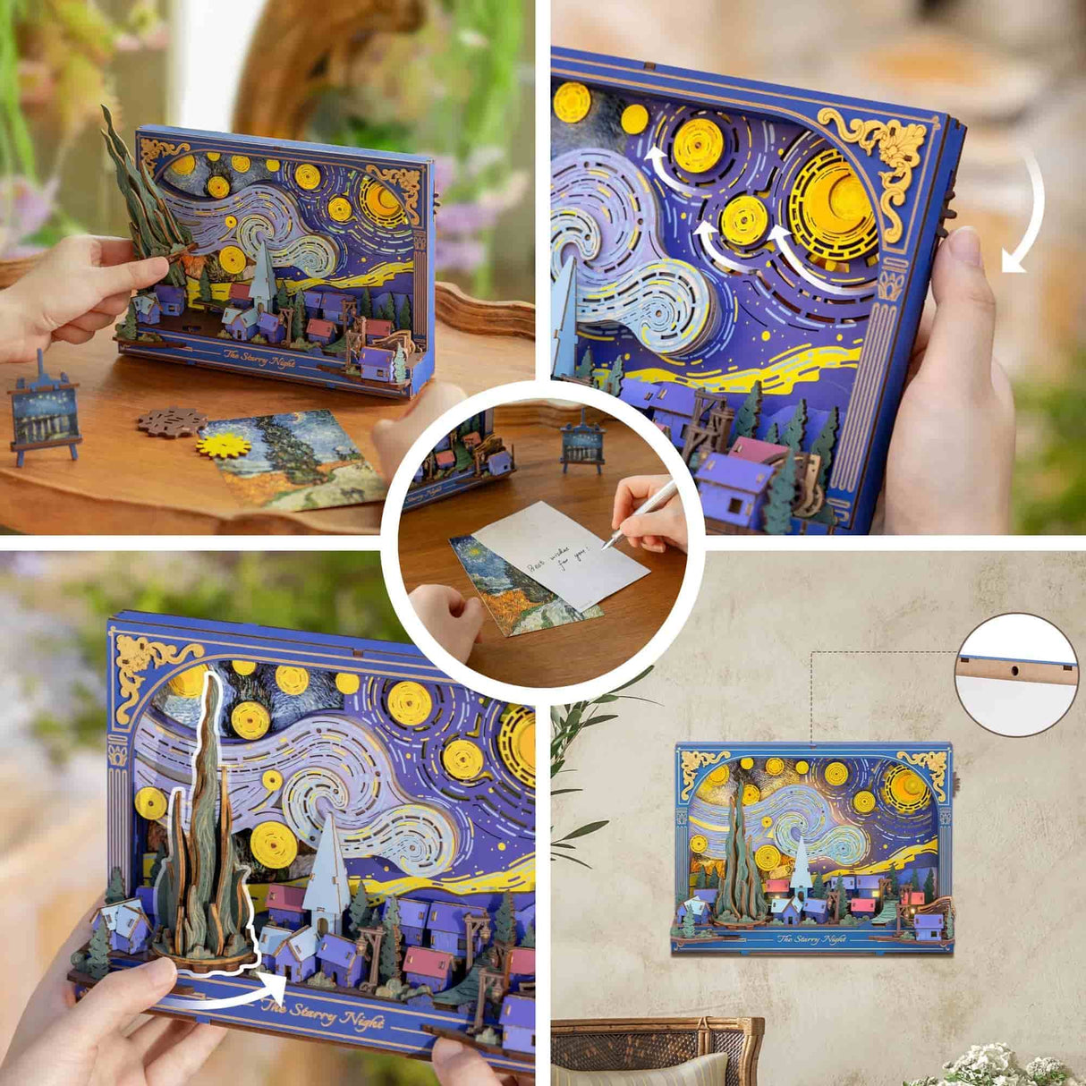 Rowood Artistic 3D Painting - Miniatura Armable Flor The Starry Night