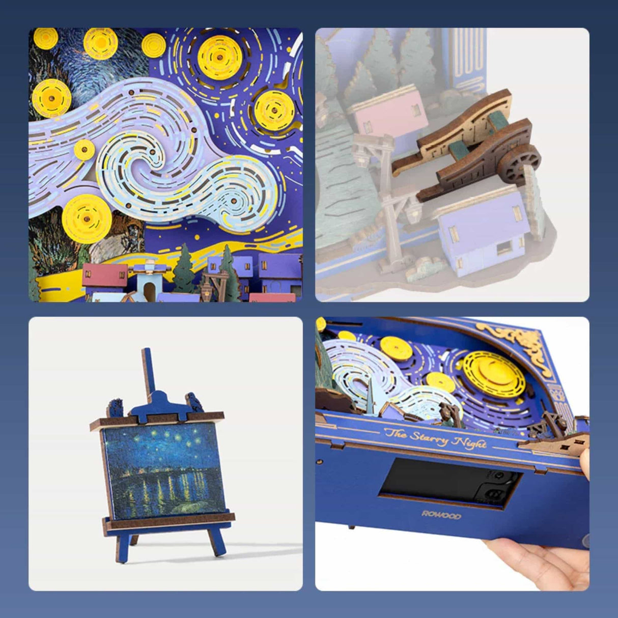 Rowood Artistic 3D Painting - Miniatura Armable Flor The Starry Night