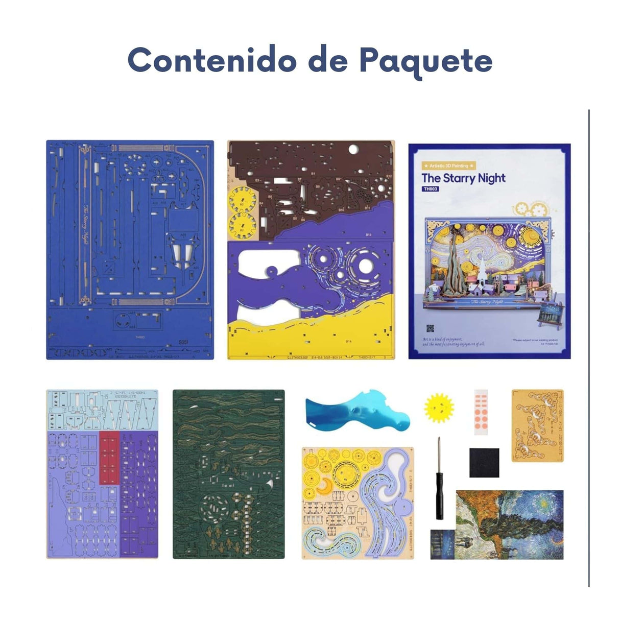 Rowood Artistic 3D Painting - Miniatura Armable Flor The Starry Night