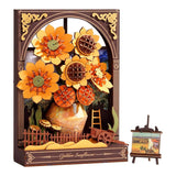 Rowood Artistic 3D Painting - Miniatura Armable Flor Golden Sunflower