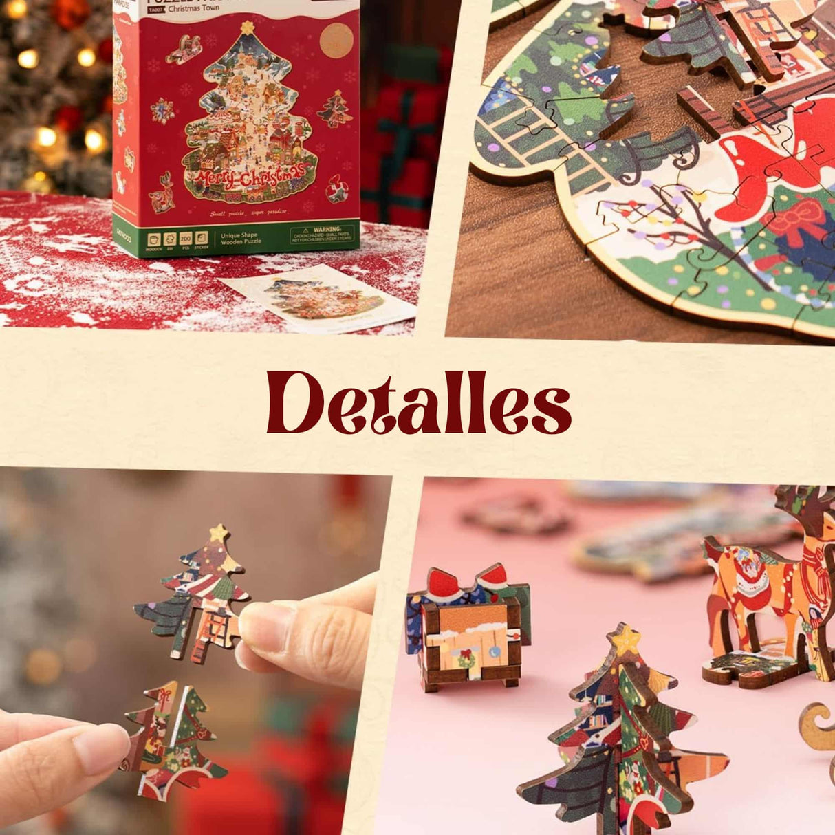 Rowood - Puzzle de Madera Christmas Town