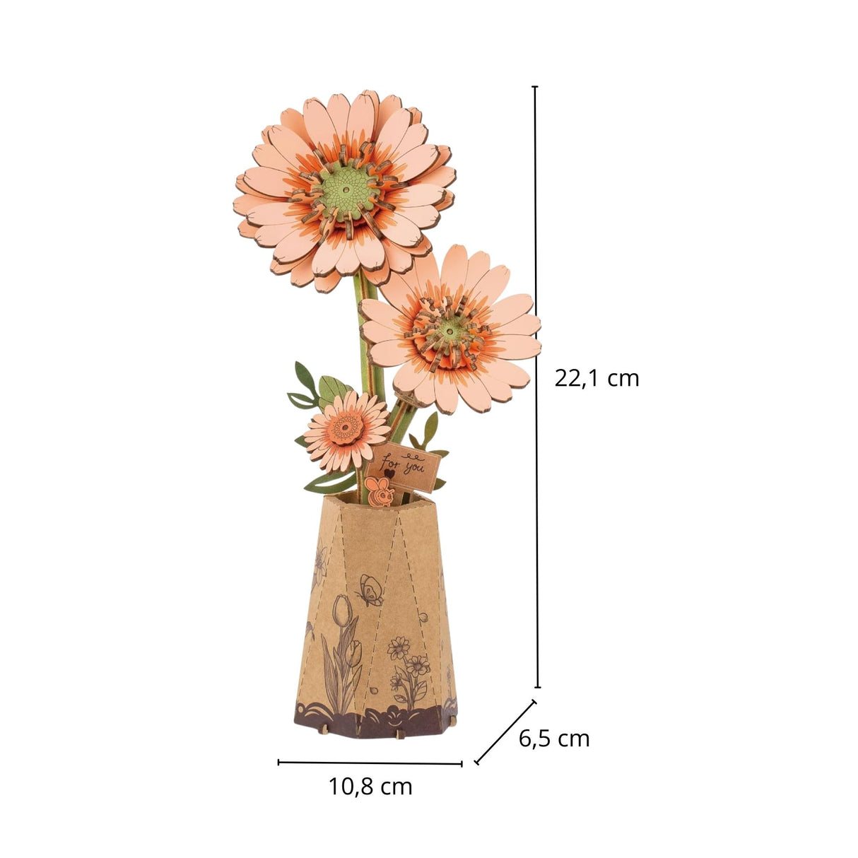 Rowood Wooden Bloom Craft - Miniatura Armable Flor Light Orange Gerbera