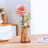 Rowood Wooden Bloom Craft - Miniatura Armable Flor Pink Dahlia