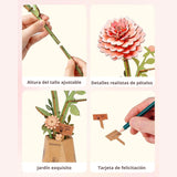 Rowood Wooden Bloom Craft - Miniatura Armable Flor Pink Dahlia