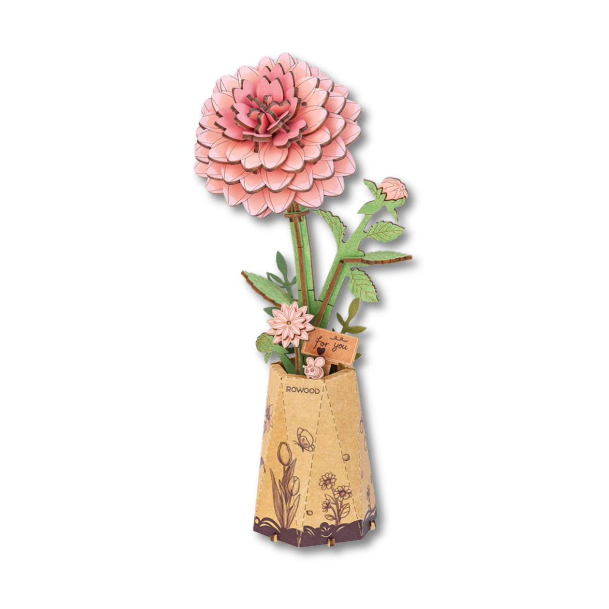 Rowood Wooden Bloom Craft - Miniatura Armable Flor Pink Dahlia