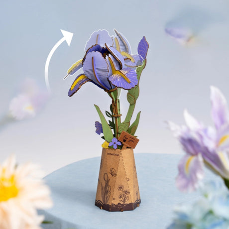 Rowood Wooden Bloom Craft - Miniatura Armable Flor Purple Iris