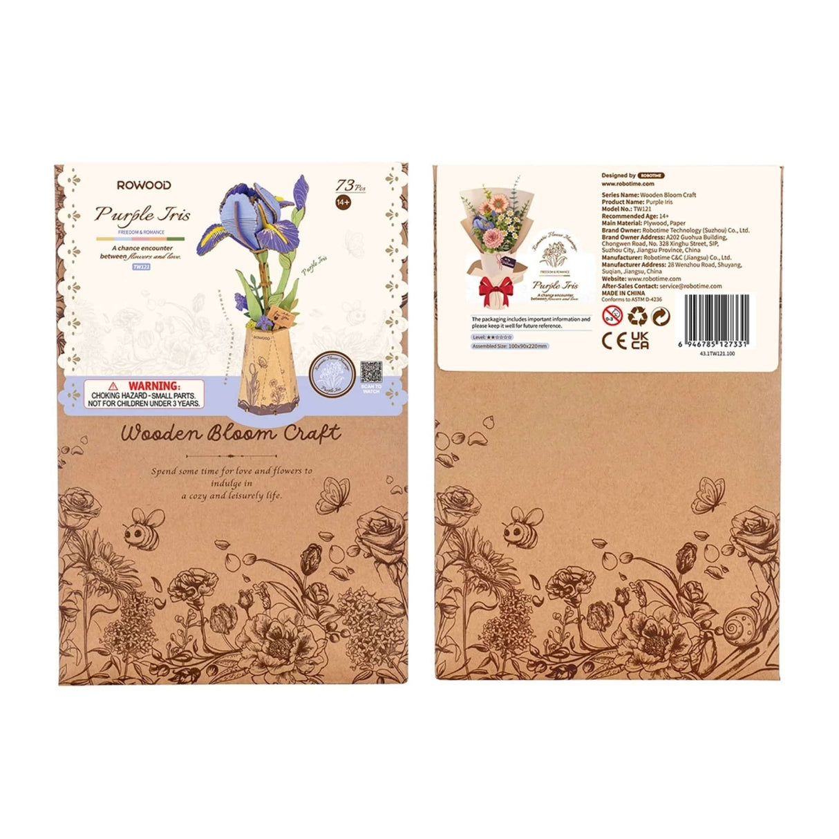 Rowood Wooden Bloom Craft - Miniatura Armable Flor Purple Iris
