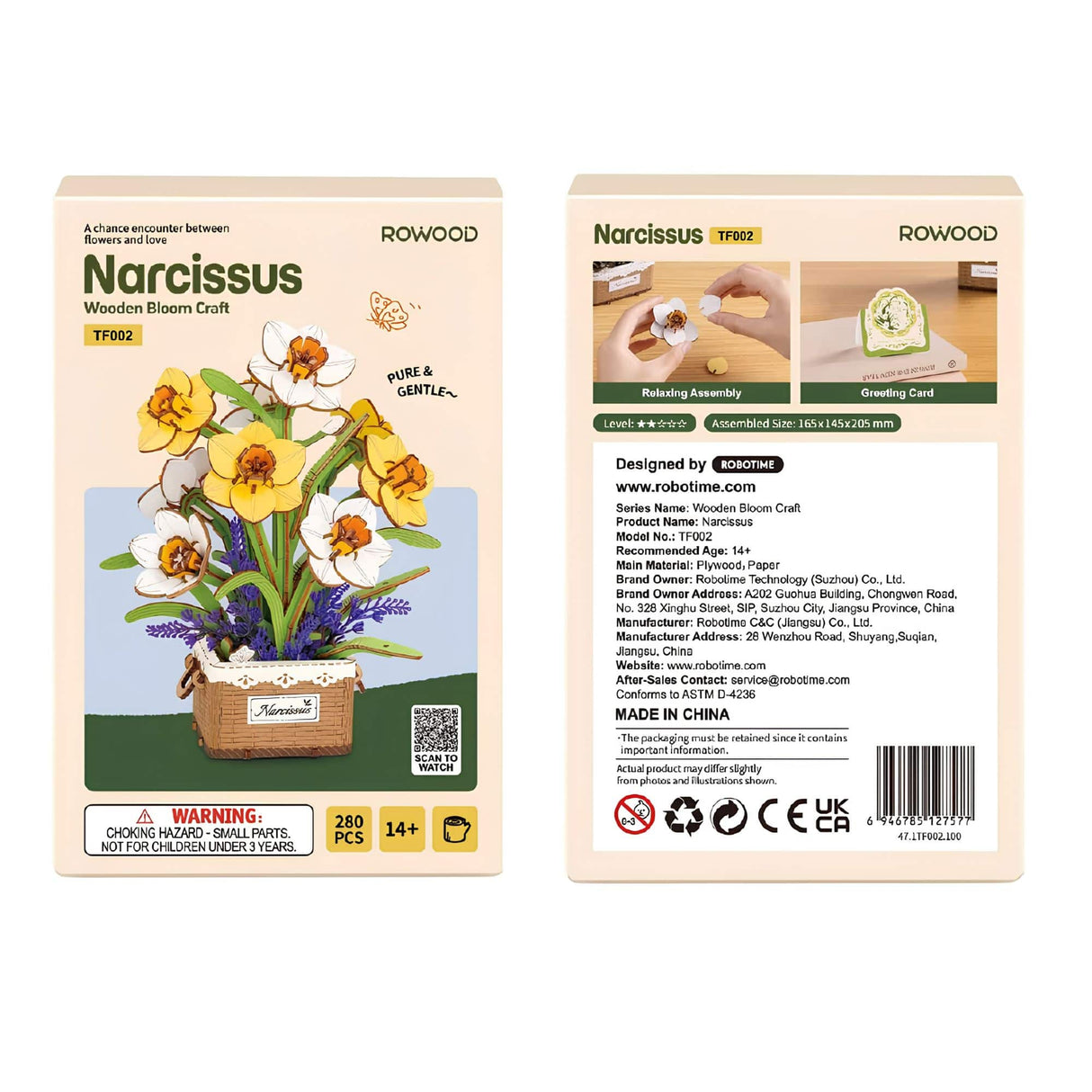 Rowood Wooden Bloom Craft - Miniatura Armable Flor Narcissus