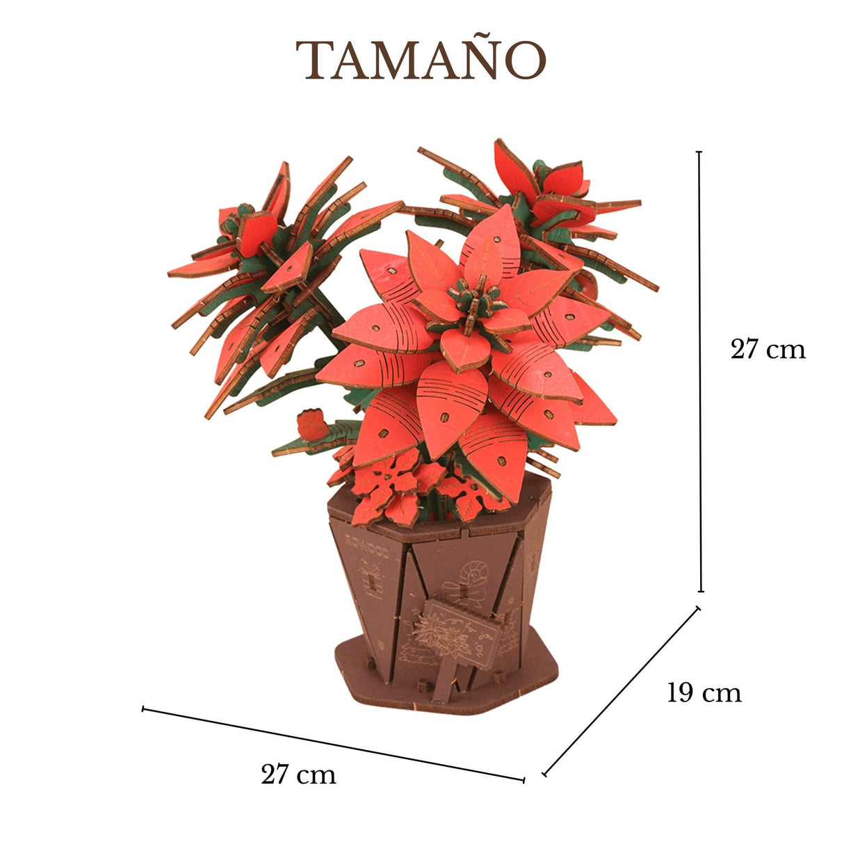 Rowood Wooden Bloom Craft - Miniatura Armable Flor Poinsettia