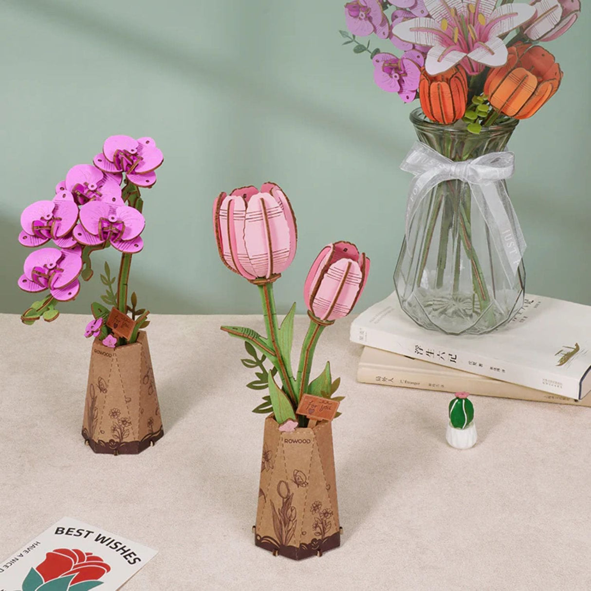 Rowood Wooden Bloom Craft - Miniatura Armable Flor Purple Moth Orchid