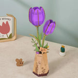 Rowood Wooden Bloom Craft - Miniatura Armable Flor Purple Tulip
