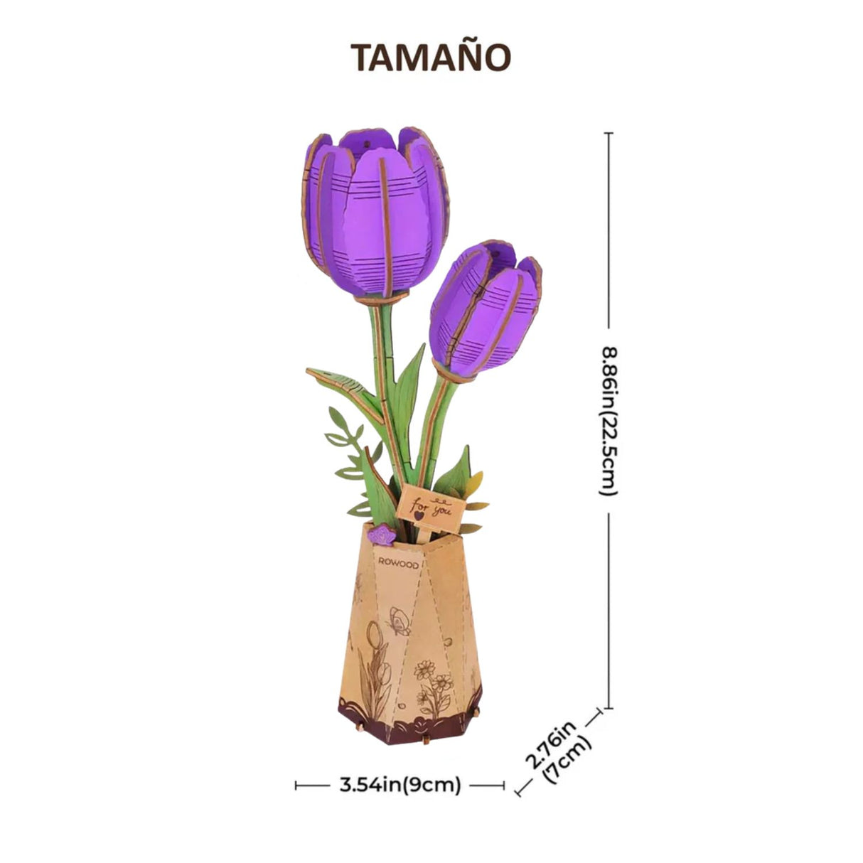 Rowood Wooden Bloom Craft - Miniatura Armable Flor Purple Tulip