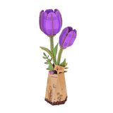 Rowood Wooden Bloom Craft - Miniatura Armable Flor Purple Tulip