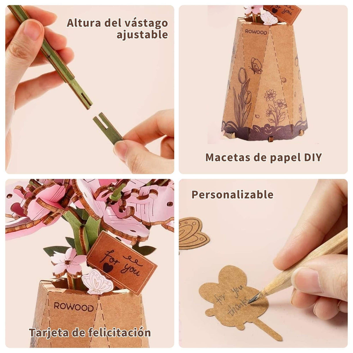 Rowood Wooden Bloom Craft - Miniatura Armable Flor Sakura