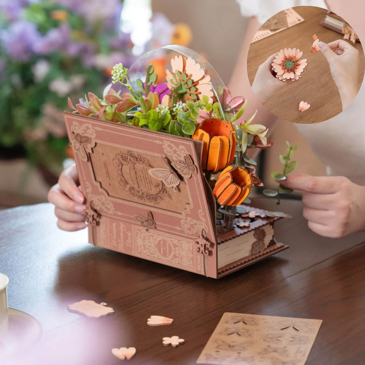 Rowood Wooden Bloom Craft - Miniatura Armable Flor Wooden Blooming Book