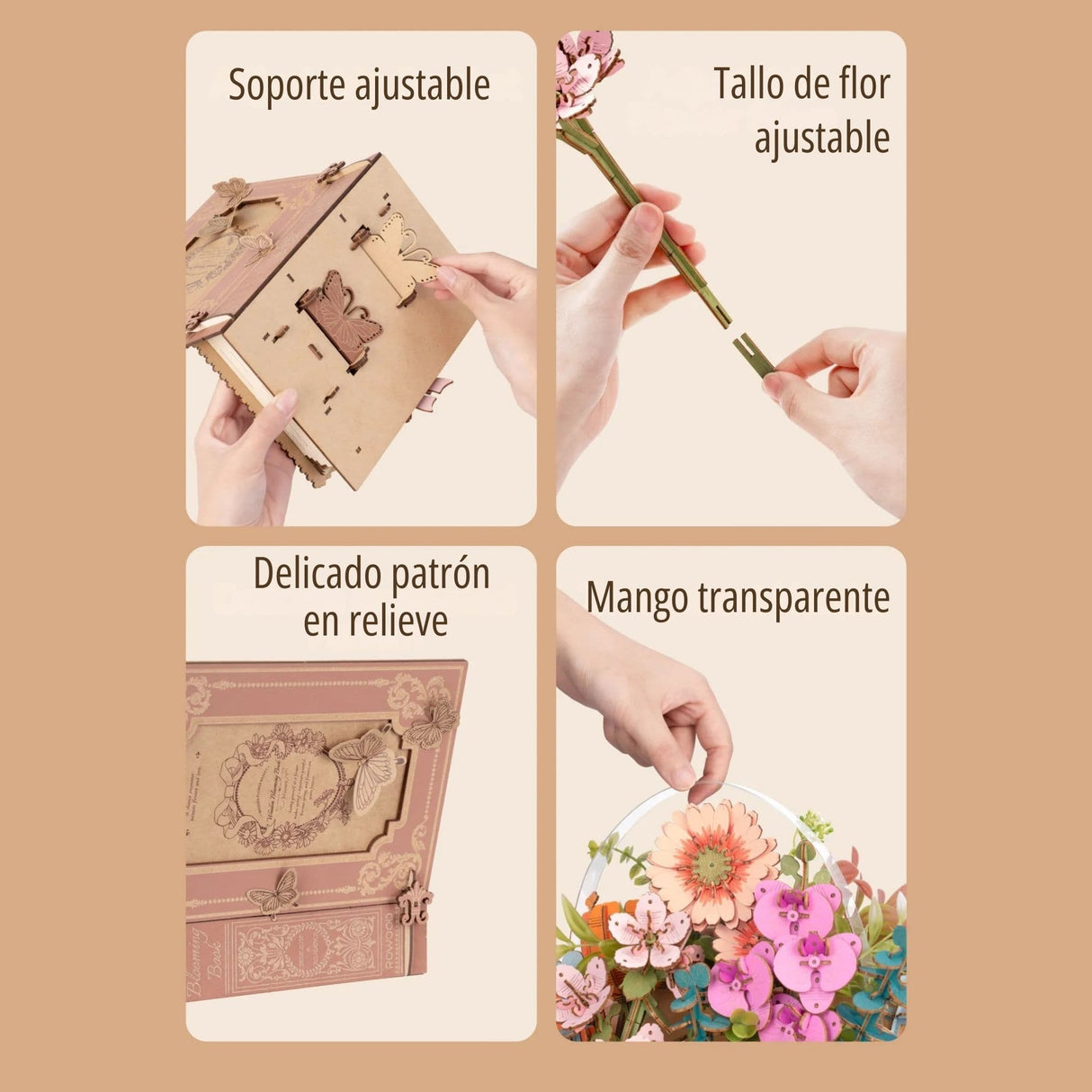 Rowood Wooden Bloom Craft - Miniatura Armable Flor Wooden Blooming Book