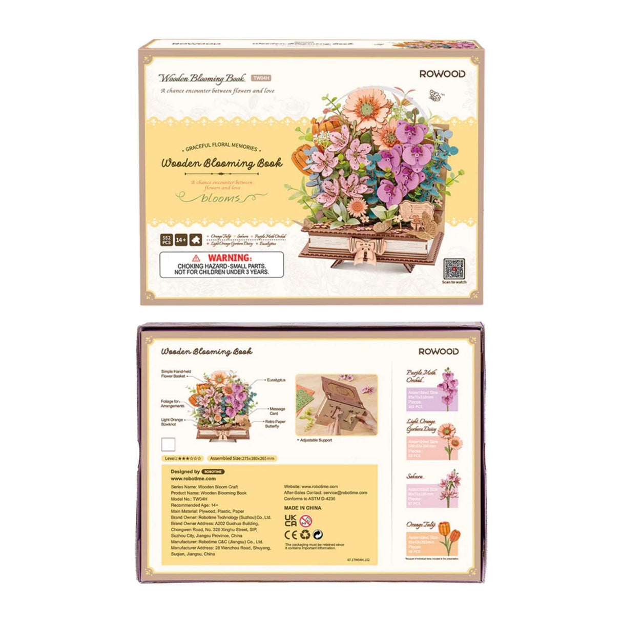 Rowood Wooden Bloom Craft - Miniatura Armable Flor Wooden Blooming Book