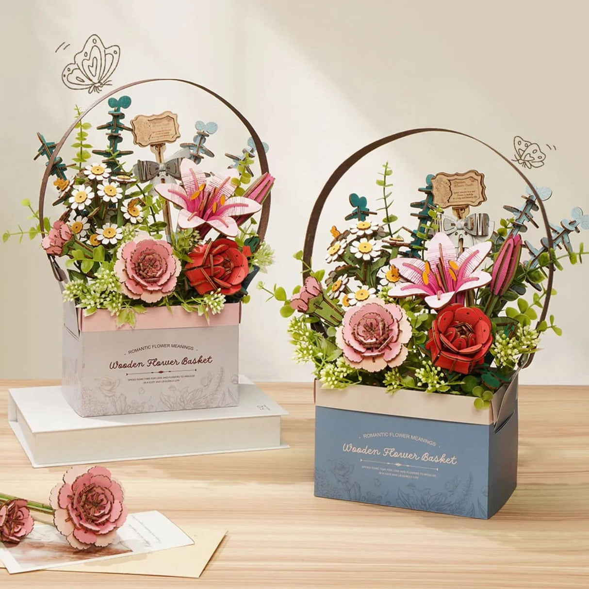 Rowood Wooden Bloom Craft - Miniatura Armable Flor Wooden Flower Basket