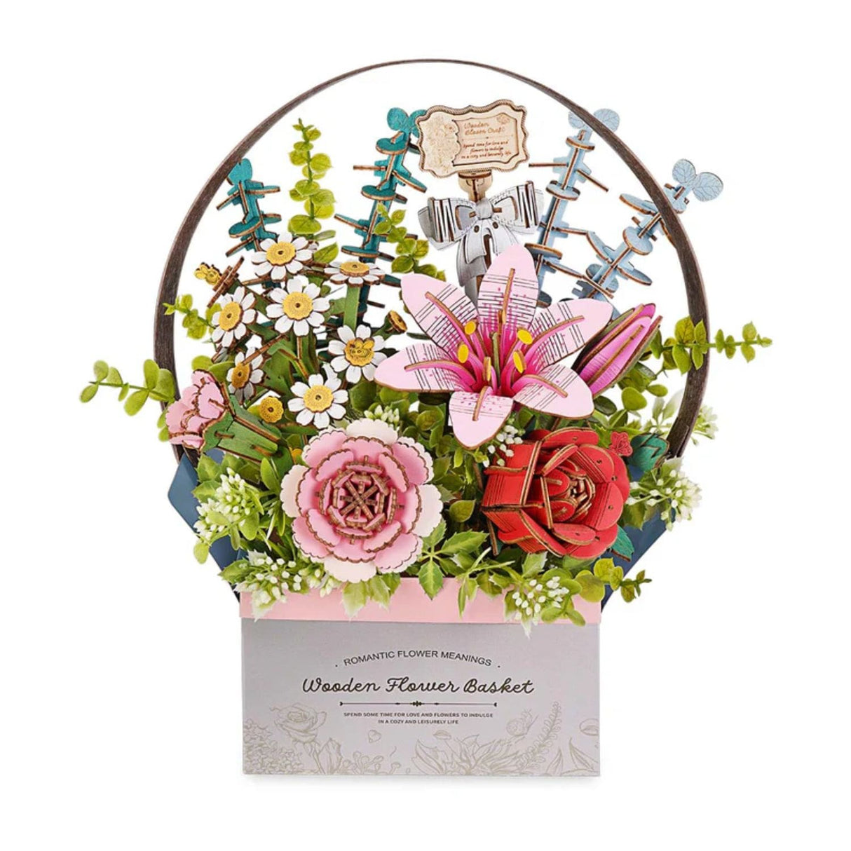 Rowood Wooden Bloom Craft - Miniatura Armable Flor Wooden Flower Basket