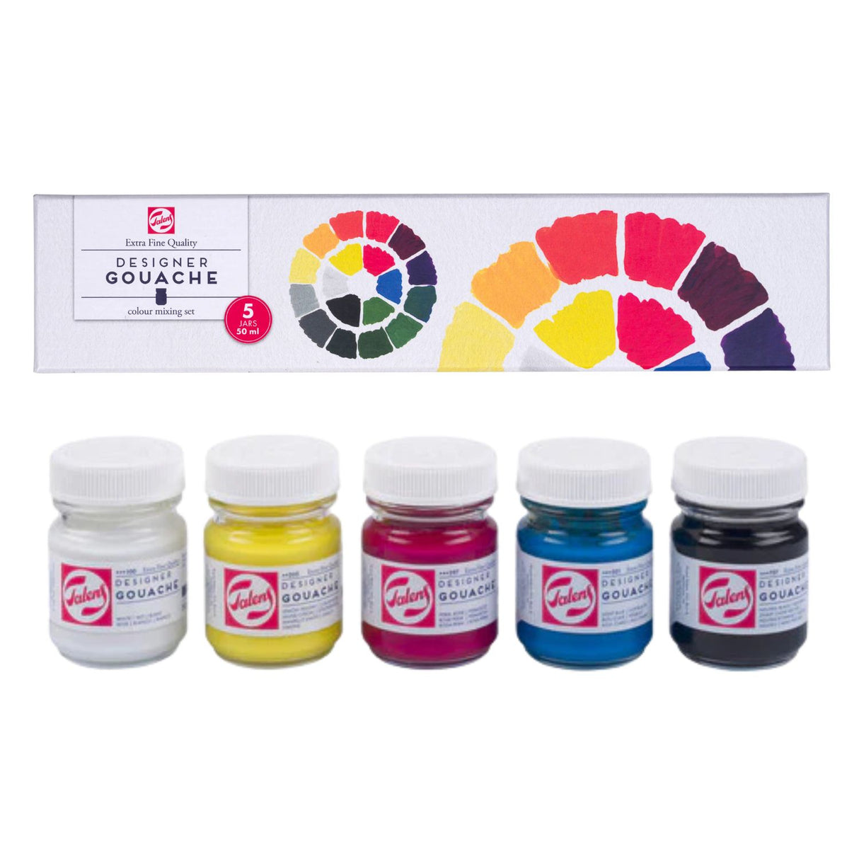 Talens - Set 5 Pinturas Gouache Colores Primarios Frascos 50 ml