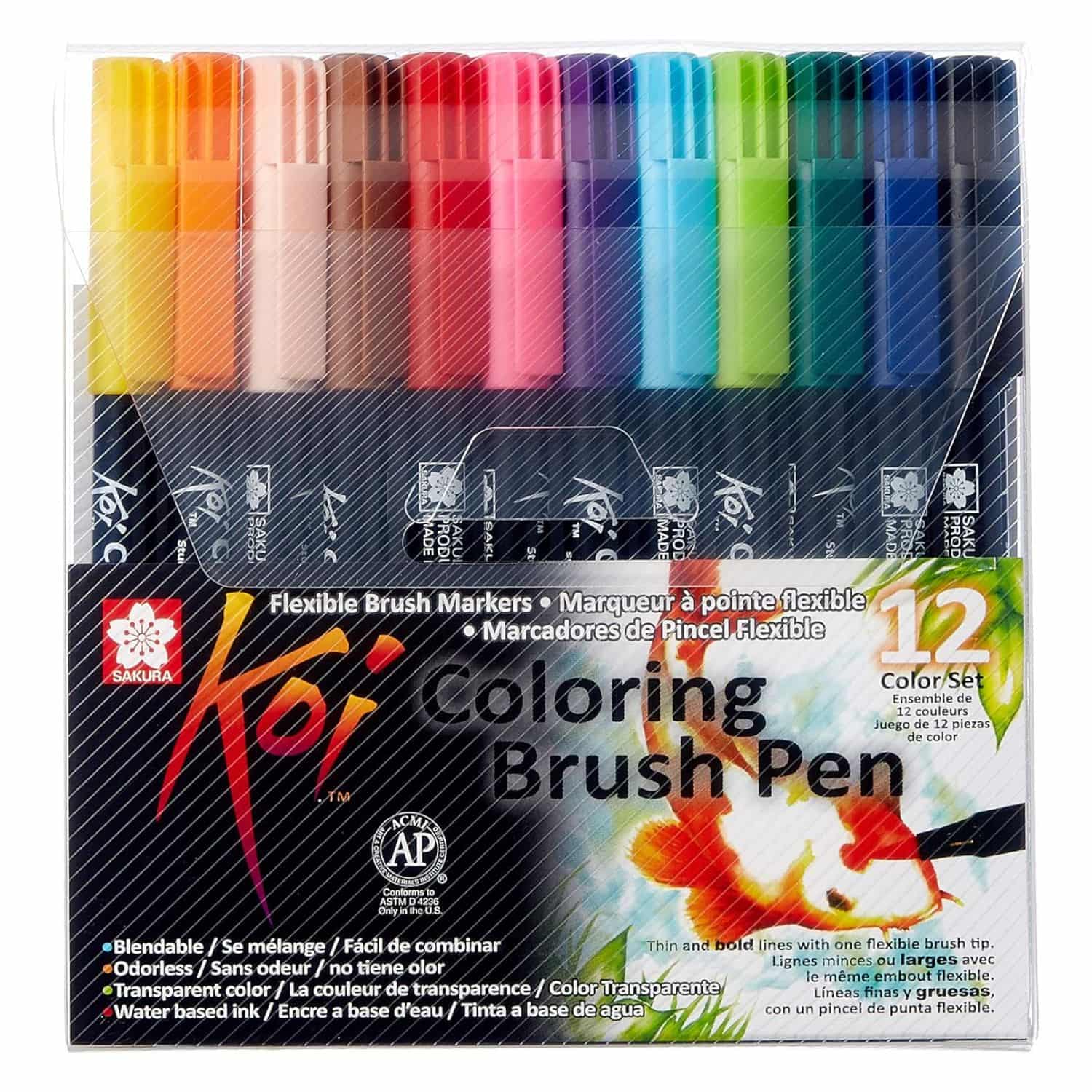 Set 12 Marcadores Sakura Koi Coloring Brush Pen – Dibu Chile