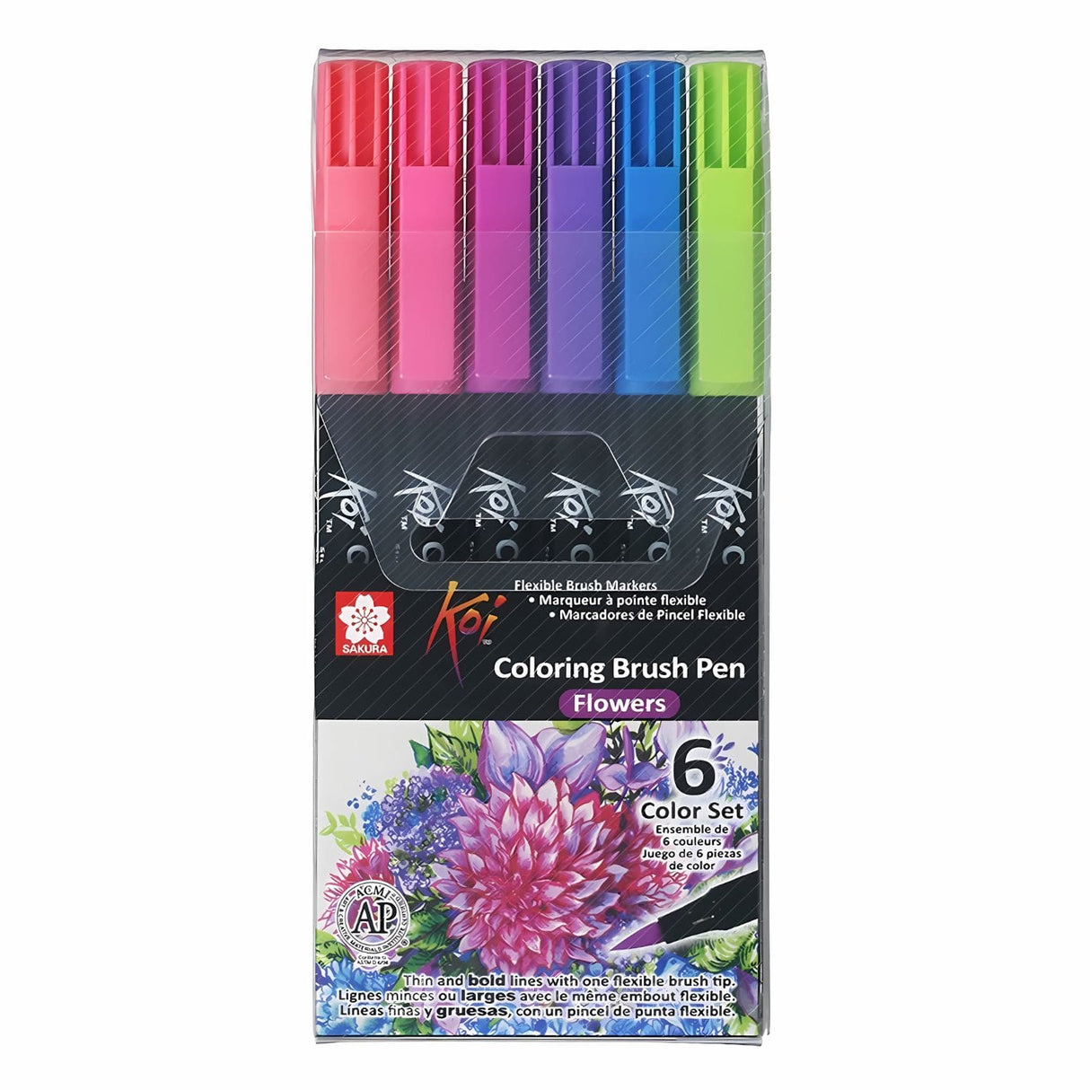 Sakura Koi - Set 6 Marcadores Coloring Brush Pens Flowers (Flores)