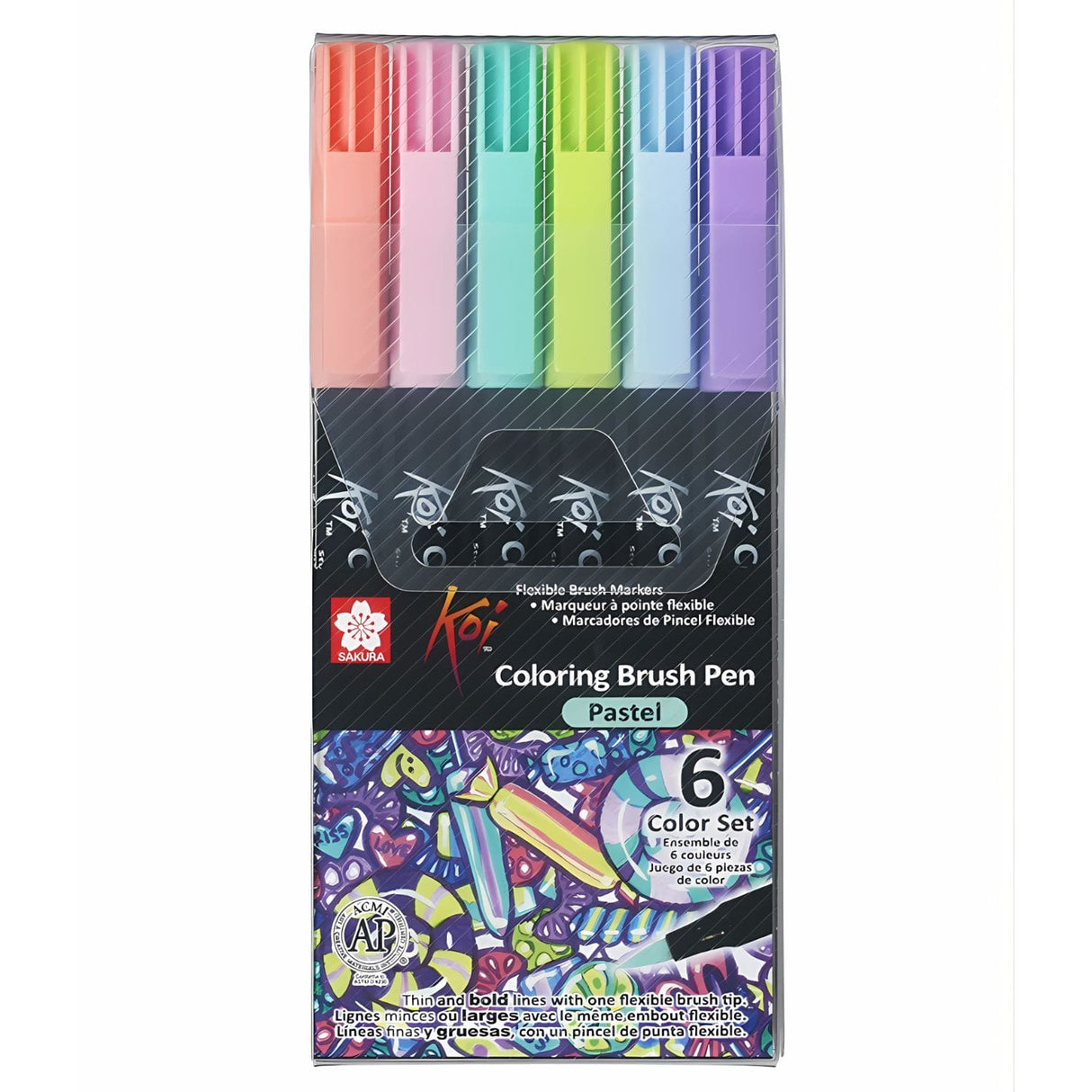 Sakura Koi - Set 6 Marcadores Coloring Brush Pens Pastel