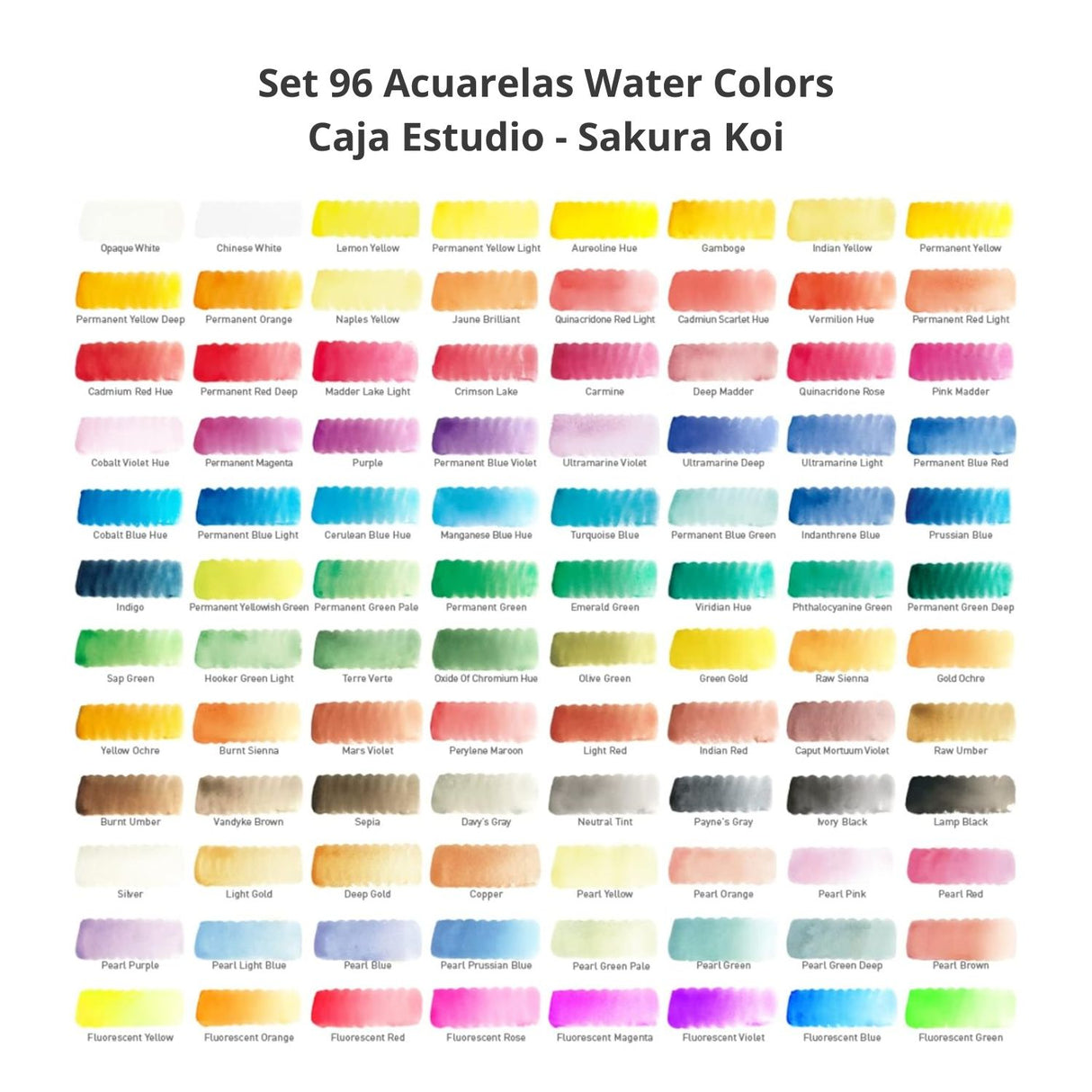 Sakura Koi - Set 96 Acuarelas Water Colors Caja Estudio