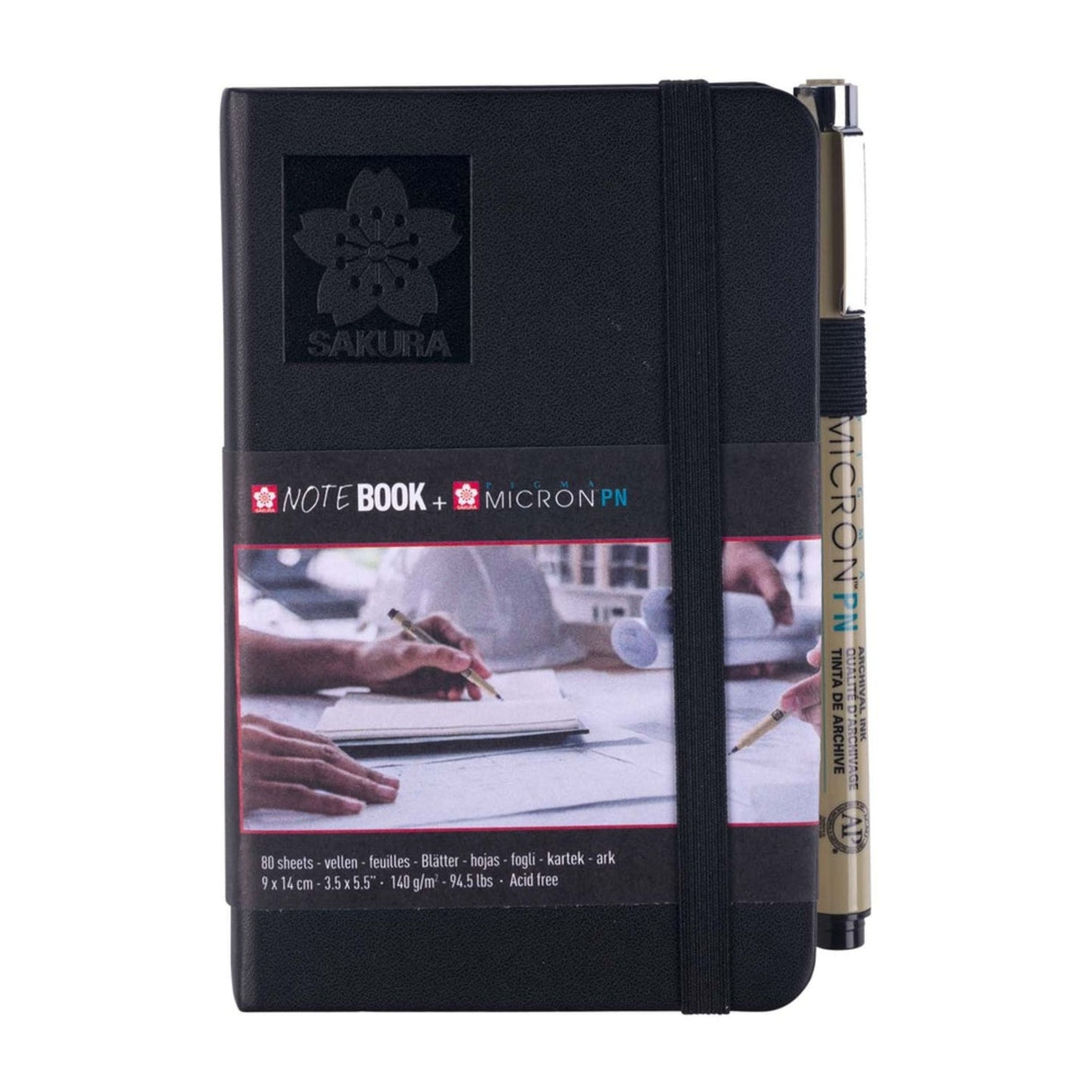 Sakura Sketch Note Book - Sketchbook Papel Blanco/Crema 80 Hojas, 140 g/m2 + Pigma PN