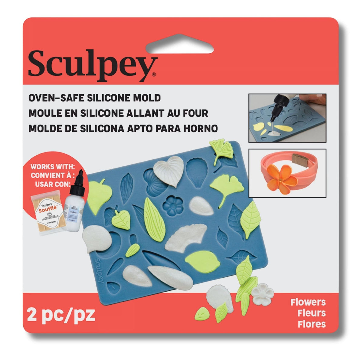 Sculpey Tools - Moldes para Arcilla Horneable de Silicona Flores