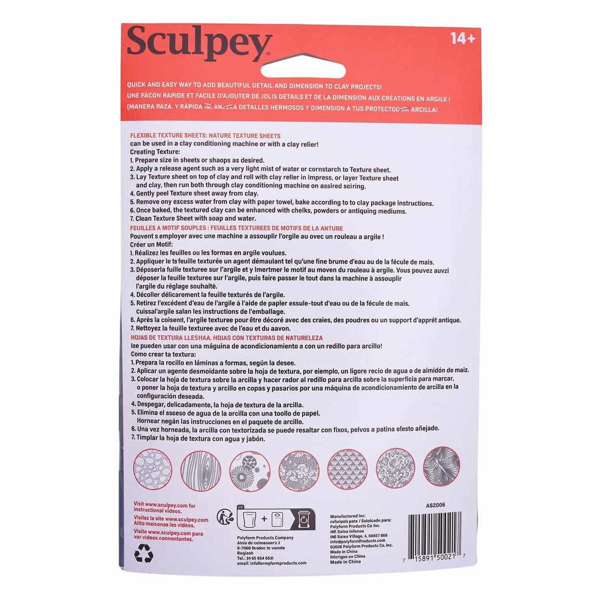 Sculpey Tools - Placa de Texturas para Arcilla Naturaleza