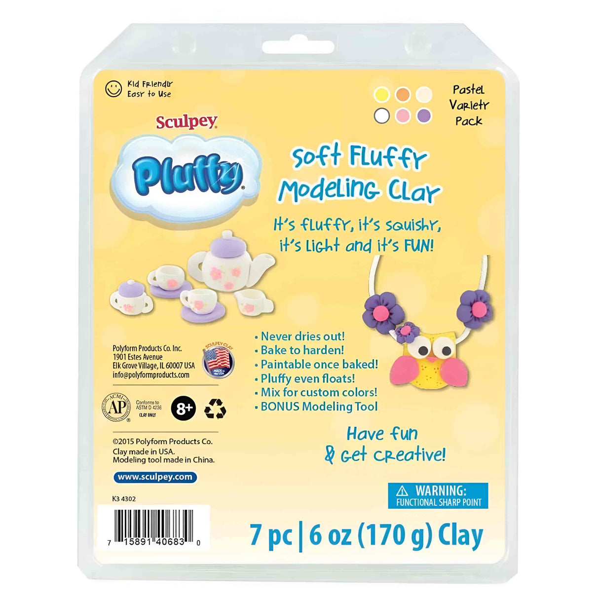 Sculpey Pluffy - Kit Arcilla Polimérica Blanda Pastel