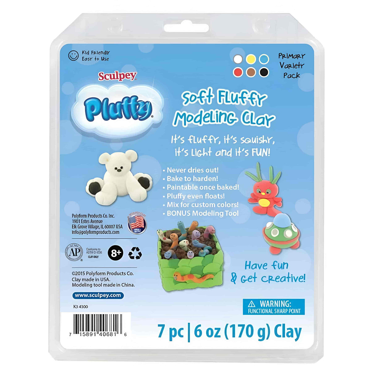 Sculpey Pluffy - Kit Arcilla Polimérica Blanda Primary
