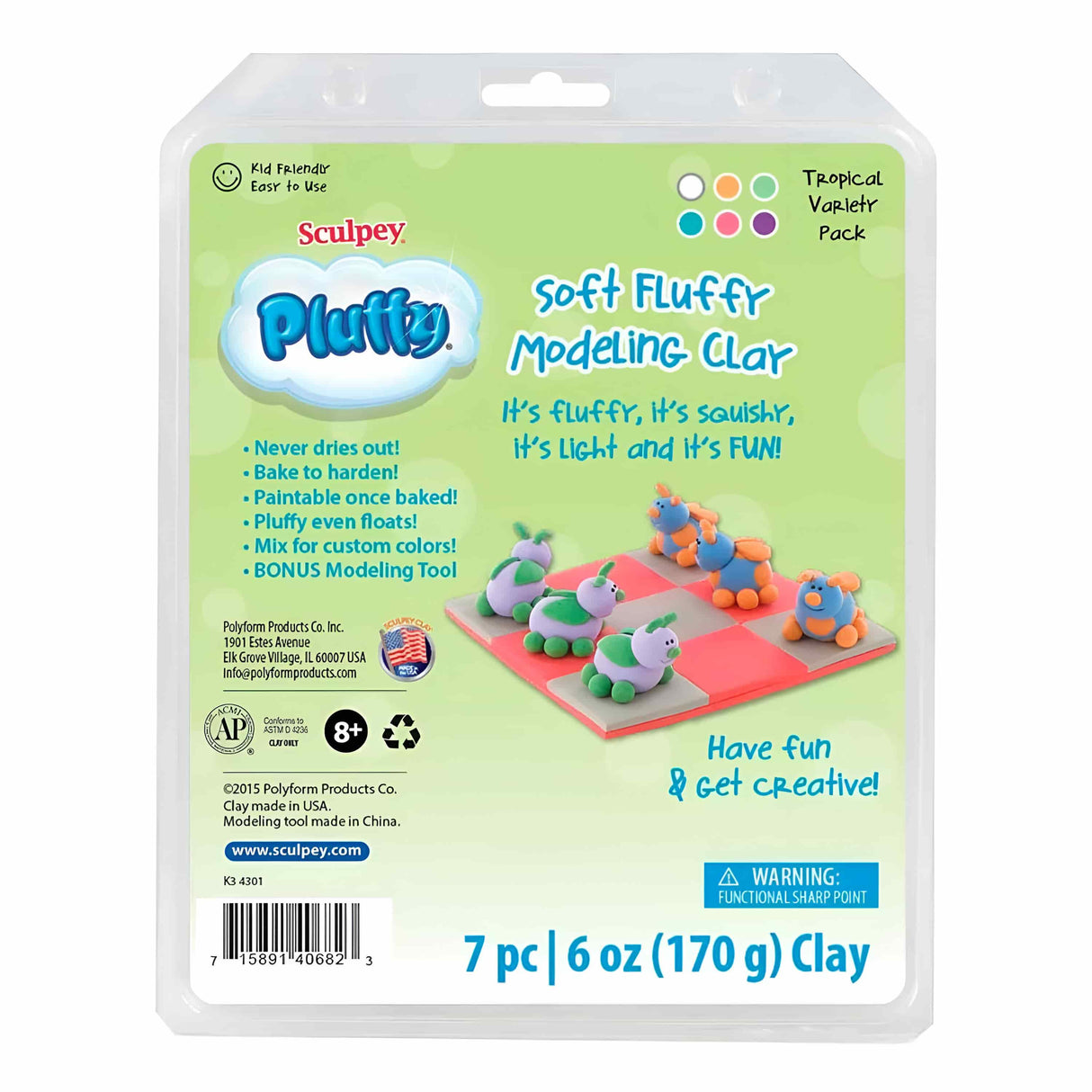Sculpey Pluffy - Kit Arcilla Polimérica Blanda Tropical