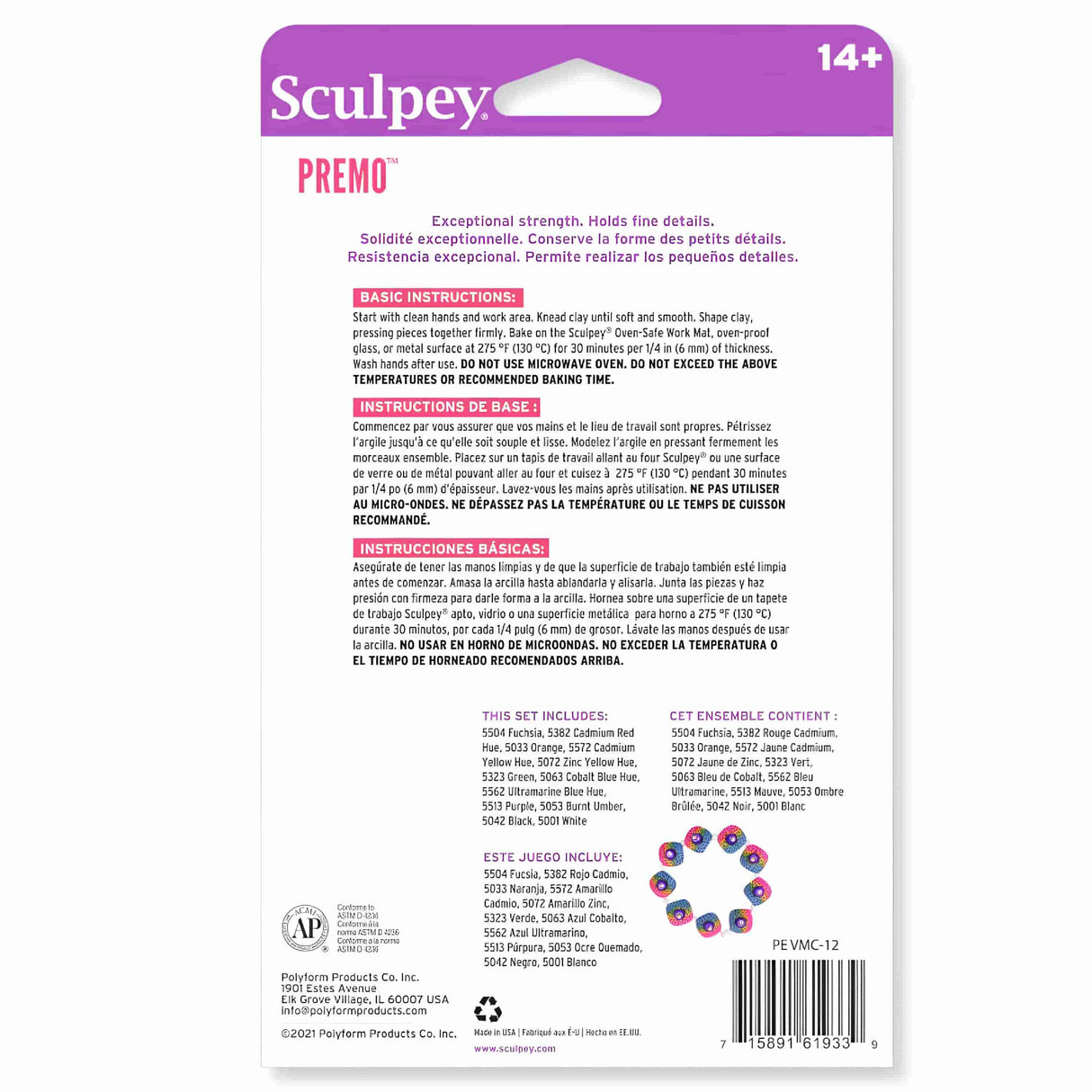 Sculpey Premo! - Arcilla Polimérica Multipack 12 Colores Clásicos 340 g