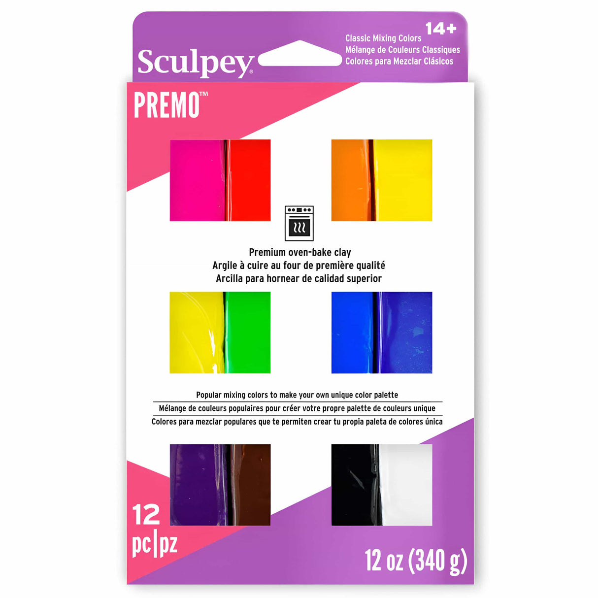 Sculpey Premo! - Arcilla Polimérica Multipack 12 Colores Clásicos 340 g