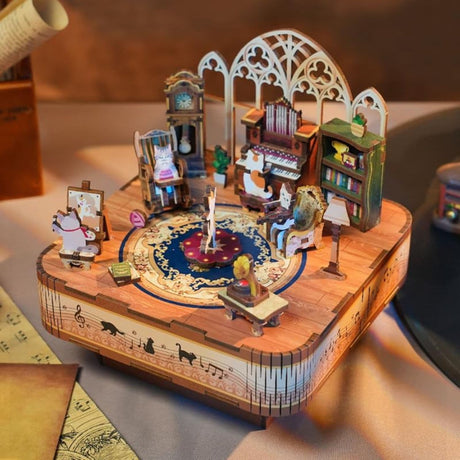 Tonecheer - Miniatura Armable Cat's Family Caja Musical