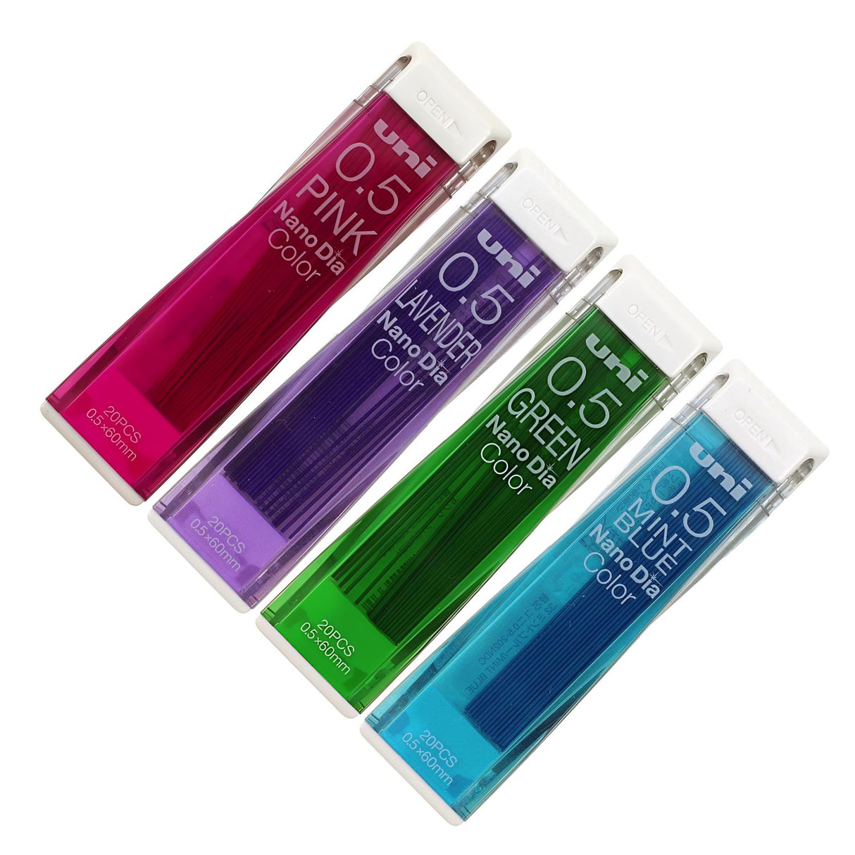 Uni Nano Dia Color - Pack 20 Minas de Colores 0,5 mm